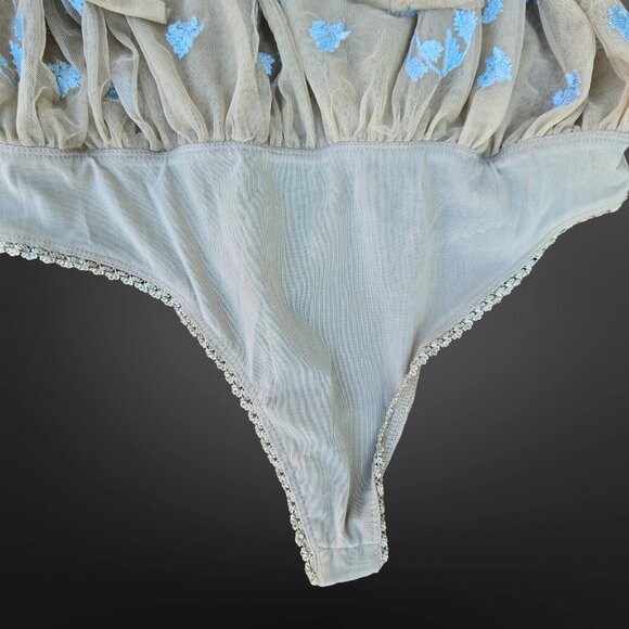 Free People Blue and Gray Embroidered Bodysuit - Picture 2 of 10